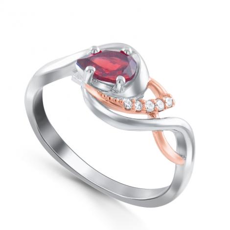 Кольцо, вставка: гранат, куб.цирконий, арт.:21knys1848pgp-155, SilverWings, рис. 1