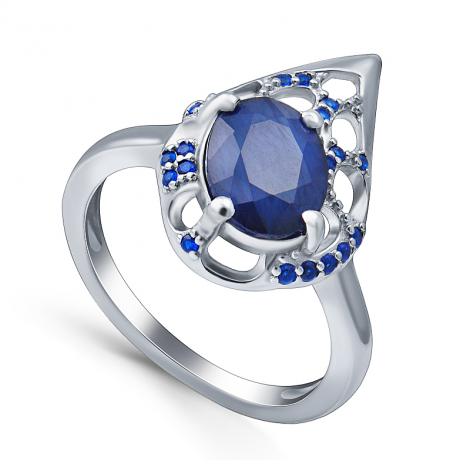 Кольцо, вставка: корунд (сапф.), куб.цирконий, арт.:21knys1899-155, SilverWings, рис. 1