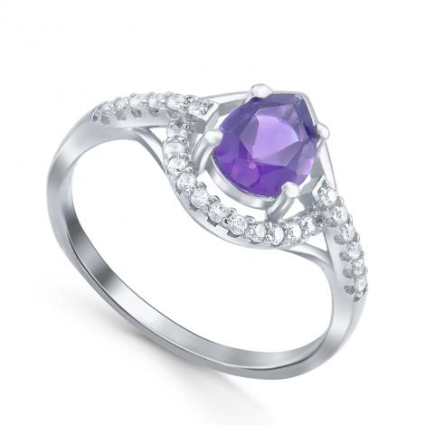 Кольцо, вставка: аметист, куб.цирконий, арт.:21knys1903-155, SilverWings, рис. 1