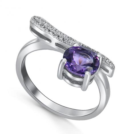 Кольцо, вставка: аметист, куб.цирконий, арт.:21knys985-155, SilverWings, рис. 1