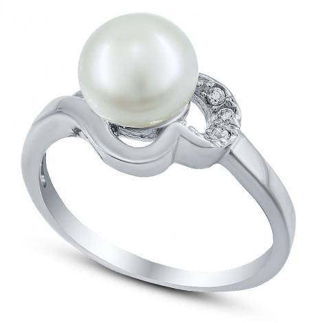 Кольцо, вставка: жемчуг (культ.), куб.цирконий, арт.:21qsibb00631a-19-98, SilverWings, рис. 1