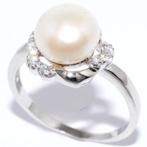Кольцо, вставка: жемчуг (культ.), куб.цирконий, арт.:21qsibb00639o-19, SilverWings, рис. 1
