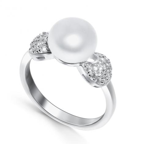 Кольцо, вставка: жемчуг (культ.), куб.цирконий, арт.:21qsilg00636a-19, SilverWings, рис. 1