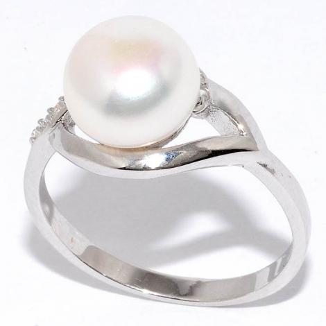 Кольцо, вставка: жемчуг (культ.), куб.цирконий, арт.:21qsilg00637a-19, SilverWings, рис. 1