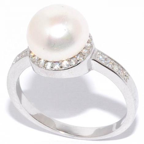 Кольцо, вставка: жемчуг (культ.), куб.цирконий, арт.:21qsilg00646a-19, SilverWings, рис. 1