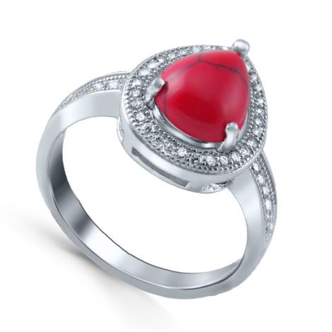 Кольцо, вставка: коралл пр., куб.цирконий, арт.:21qspmi00398-19, SilverWings, рис. 1