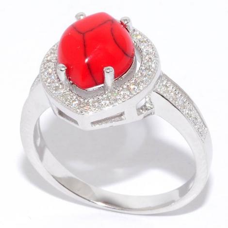 Кольцо, вставка: коралл пр., куб.цирконий, арт.:21qspmi01117-19, SilverWings, рис. 1