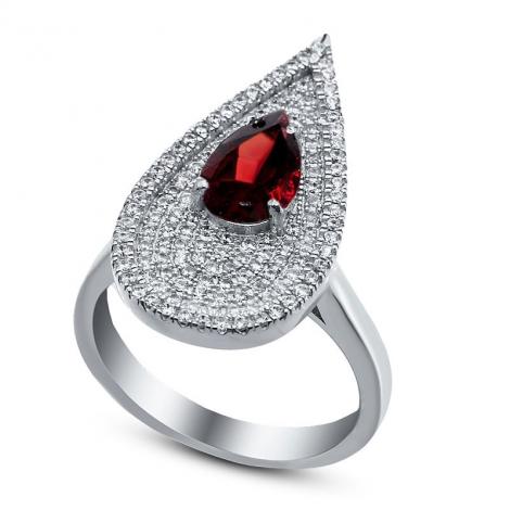 Кольцо, вставка: гранат, куб.цирконий, арт.:21qsrgg00610-19-120, SilverWings, рис. 1