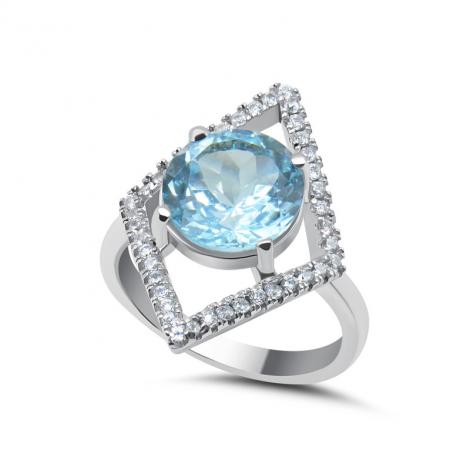 Кольцо, вставка: топаз, куб.цирконий, арт.:21qsrjk01411-19, SilverWings, рис. 1