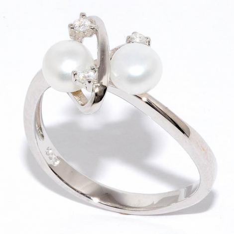 Кольцо, вставка: жемчуг (культ.), куб.цирконий, арт.:21s0800562-144, SilverWings, рис. 1