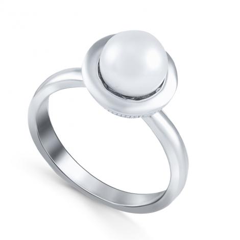 Кольцо, вставка: жемчуг (культ.), куб.цирконий, арт.:21set13032a-113, SilverWings, рис. 1