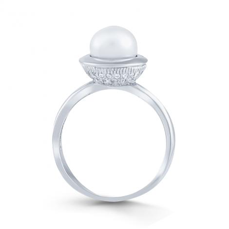 Кольцо, вставка: жемчуг (культ.), куб.цирконий, арт.:21set13032a-113, SilverWings, рис. 2