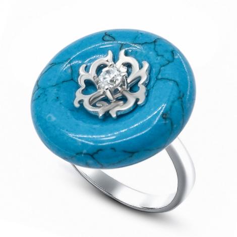 Кольцо, вставка: бирюза пр., куб.цирконий, арт.:21sr000801c-1-96, SilverWings, рис. 1