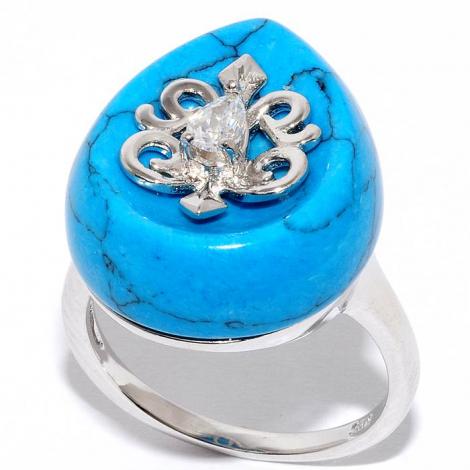 Кольцо, вставка: бирюза пр., куб.цирконий, арт.:21sr000802c-1-96, SilverWings, рис. 1