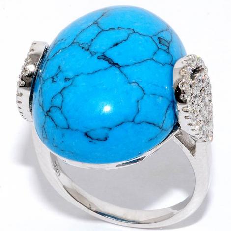 Кольцо, вставка: бирюза пр., куб.цирконий, арт.:21sr000855c-1-96, SilverWings, рис. 1