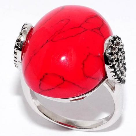 Кольцо, вставка: коралл пр., куб.цирконий, арт.:21sr000855c-1b-96, SilverWings, рис. 1