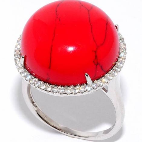 Кольцо, вставка: коралл пр., куб.цирконий, арт.:21sr000917c-1-96, SilverWings, рис. 1