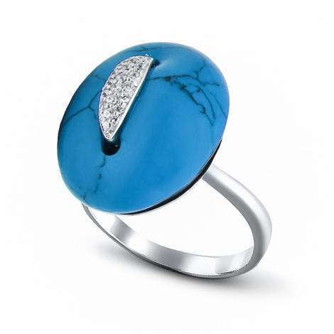 Кольцо, вставка: бирюза пр., куб.цирконий, арт.:21sr0439a-96, SilverWings, рис. 1
