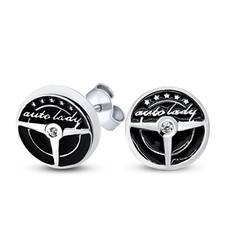 Серьги, вставка: эмаль, куб.цирконий, арт.:220002w-148, SilverWings, рис. 1