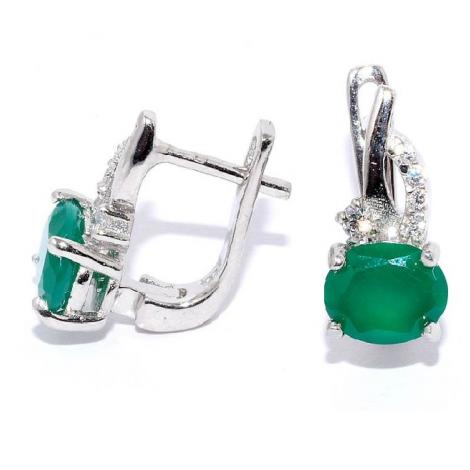 Серьги, вставка: агат, куб.цирконий, арт.:220008-32-163, SilverWings, рис. 1