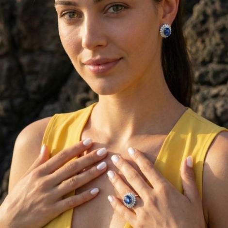 Серьги, вставка: кианит (кабошон) синт., куб.цирконий, арт.:2212733629, SilverWings, рис. 3