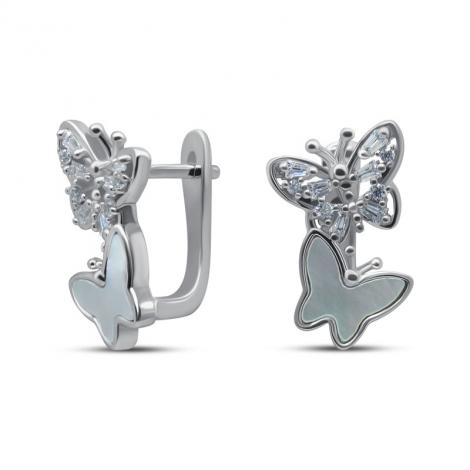 Серьги, вставка: перламутр, куб.цирконий, арт.:222237123a, SilverWings, рис. 1