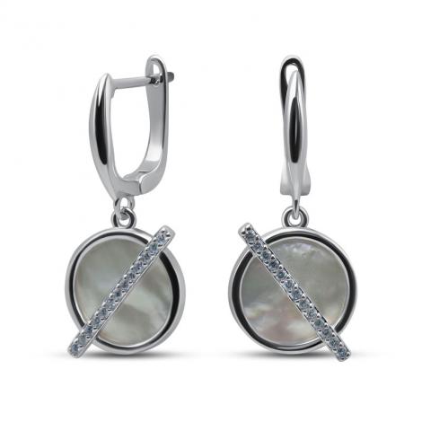 Серьги, вставка: перламутр, куб.цирконий, арт.:222237129a, SilverWings, рис. 1