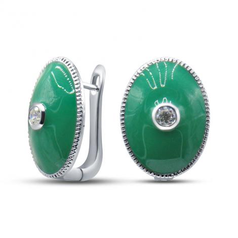 Серьги, вставка: эмаль, куб.цирконий, арт.:22ae5471z,e11/r-148, SilverWings, рис. 1