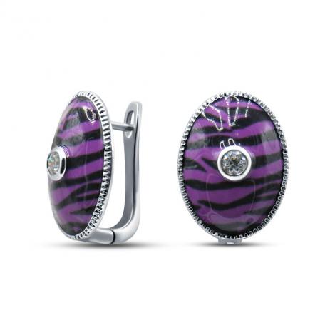 Серьги, вставка: эмаль, куб.цирконий, арт.:22ae5471z,e3,ef10/r-148, SilverWings, рис. 1