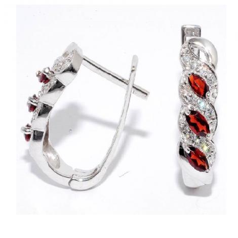 Серьги, вставка: гранат, куб.цирконий, арт.:22e-9651-140, SilverWings, рис. 1
