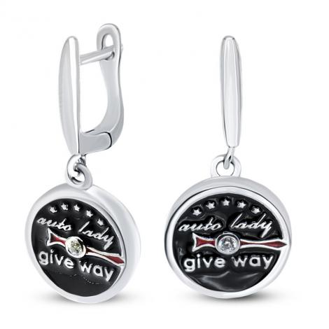 Серьги, вставка: эмаль, куб.цирконий, арт.:22el01s-148-148, SilverWings, рис. 1