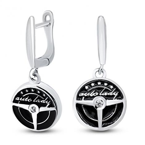 Серьги, вставка: эмаль, куб.цирконий, арт.:22el02w-148, SilverWings, рис. 1