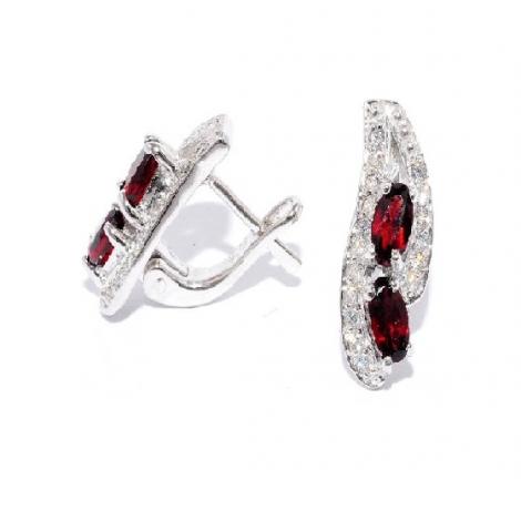 Серьги, вставка: гранат, куб.цирконий, арт.:22ppe2864-114-111, SilverWings, рис. 1