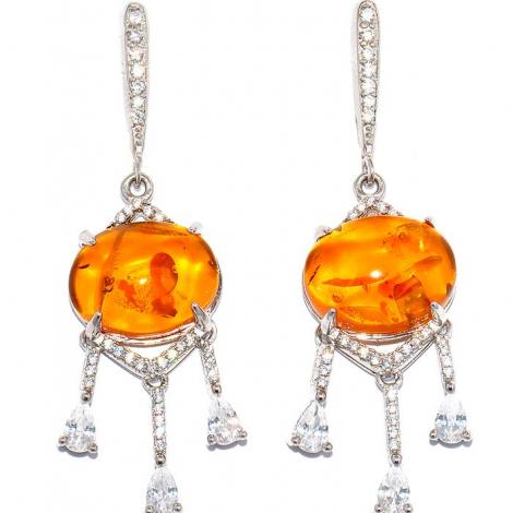 Серьги, вставка: янтарь пр., куб.цирконий, арт.:22se001112c-2-96, SilverWings, рис. 1