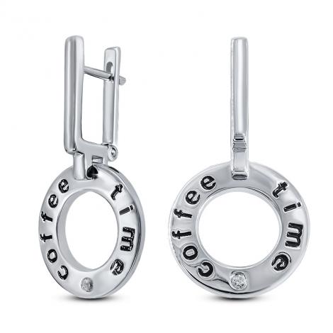 Серьги, вставка: куб.цирконий, эмаль, арт.:22sw002coffee-06, SilverWings, рис. 1