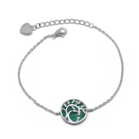 Браслет, вставка: малахит пр., куб.цирконий, арт.:2411331263, SilverWings, рис. 1