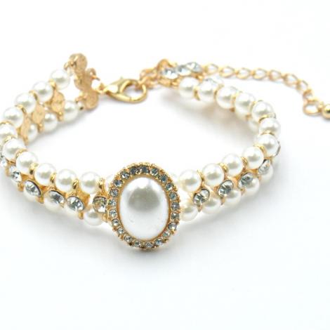 Браслет, вставка: майорика, куб.цирконий, арт.:242401429gp-a, SilverWings, рис. 1