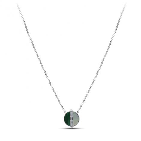 Колье, вставка: малахит пр., перламутр, куб.цирконий, арт.:2511331242, SilverWings, рис. 1