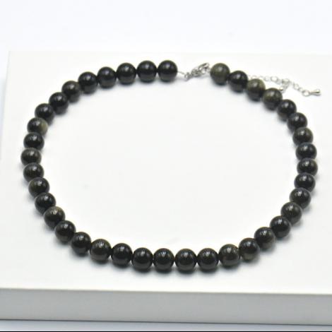 Бусы, вставка: обсидиан золотой, арт.:25212114421, SilverWings, рис. 1