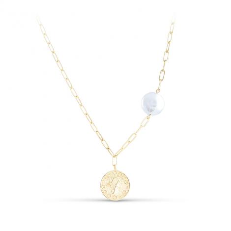 Колье, вставка: жемчуг "коин" (культ.), арт.:25ne0582gp-204, SilverWings, рис. 1