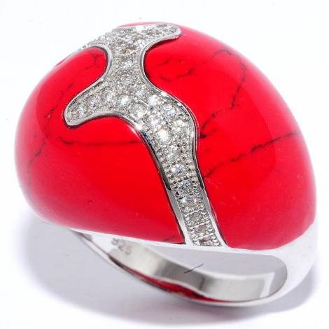 Кольцо, вставка: коралл пр., куб.цирконий, арт.:31sr000708c-2-96-90, SilverWings, рис. 1